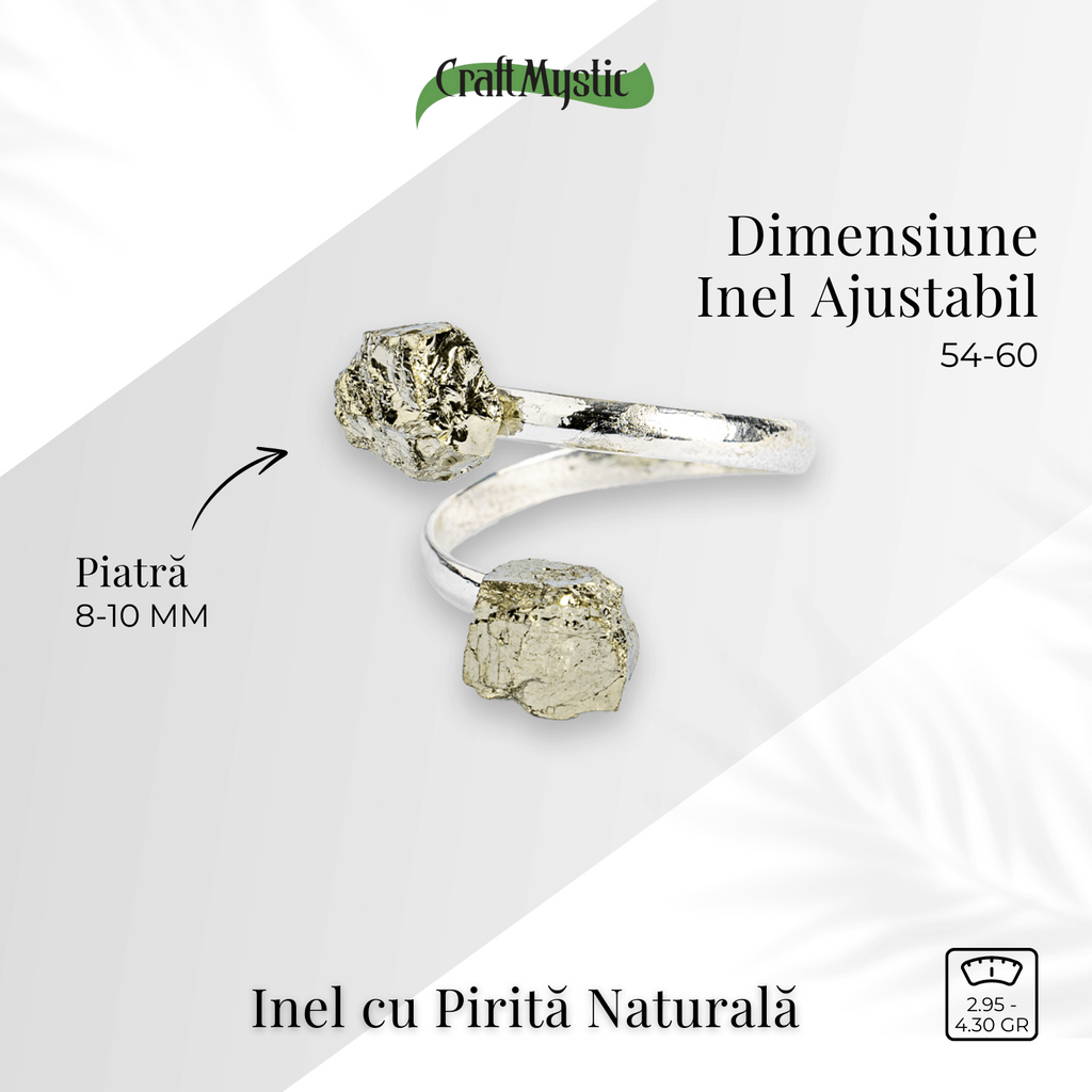 Atrage succesul si blocheaza negativitatea – Inel dublu Pirita in forma naturala