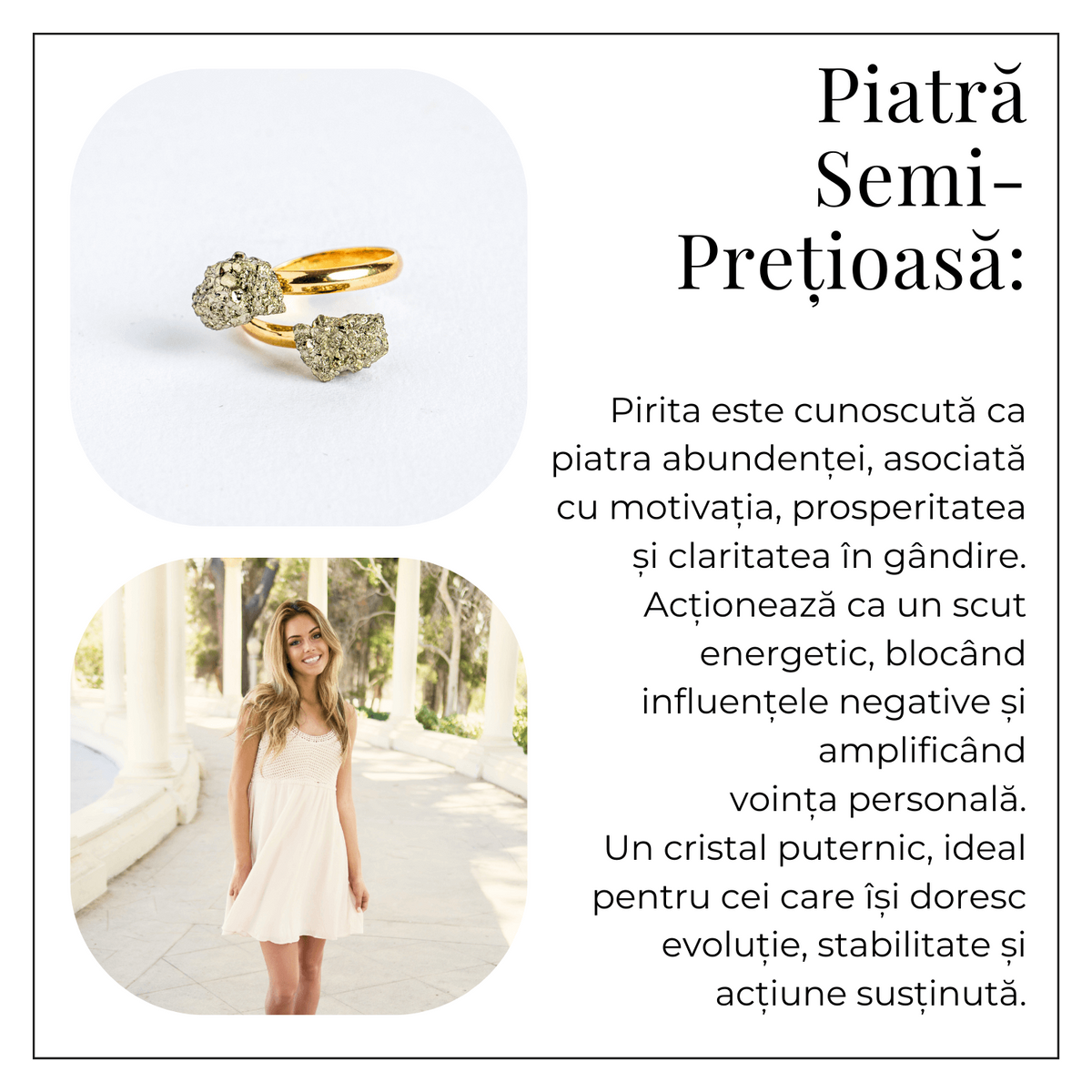Putere in forma pura – Inel dublu cu pirita pentru protectie si motivare