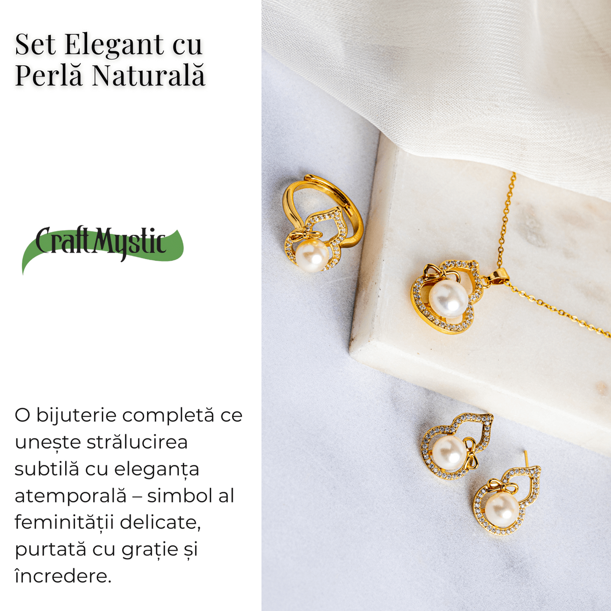 Set elegant cu perla naturala – Stralucire si feminitate intr-un singur gest