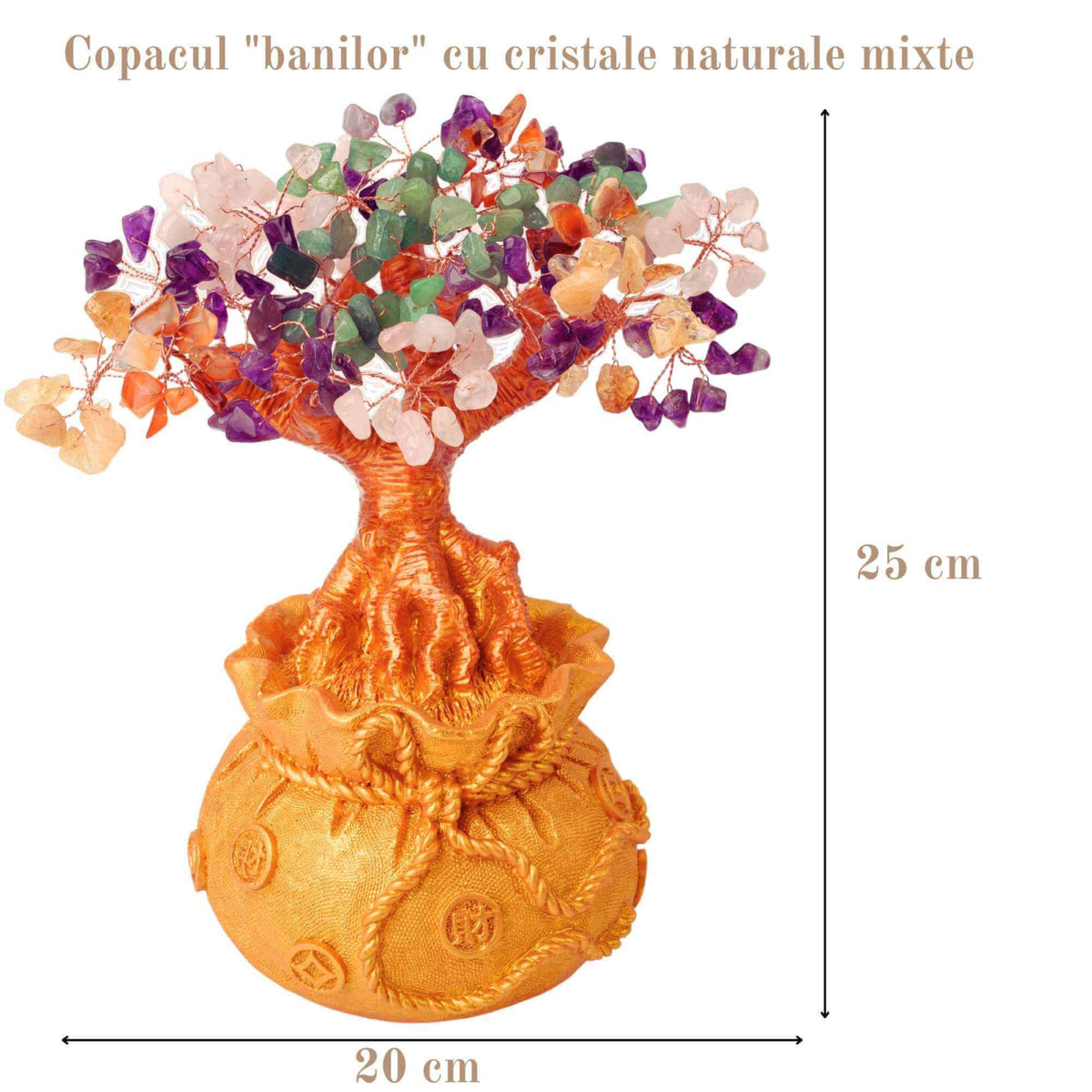 Bonsai cu cristale naturale mixte, supranumit "copacul banilor"