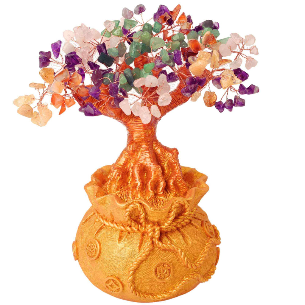 Bonsai cu cristale naturale mixte, supranumit "copacul banilor" - Copacelul cu inaltimea de 25 cm reprezinta cadoul perfect pentru prosperitate, succes, Feng Shui"