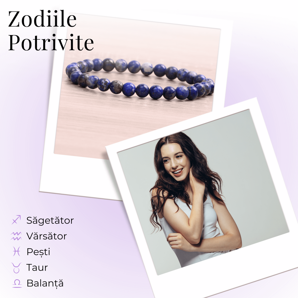 Bratara Elastica cu Margele Naturale de 6mm din Lapis Lazuli