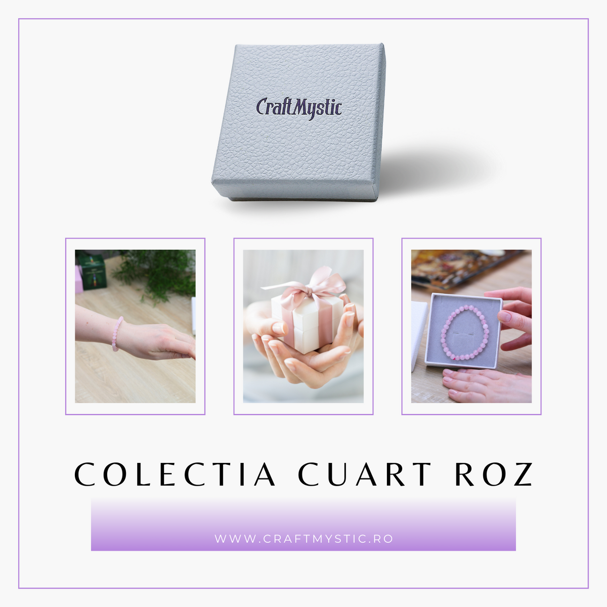 Bratara Elastica cu Margele 6mm din Cuart Roz Semipretios