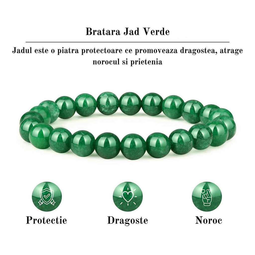 Bratara de jad cu margele de 8 mm pentru femei si barbati