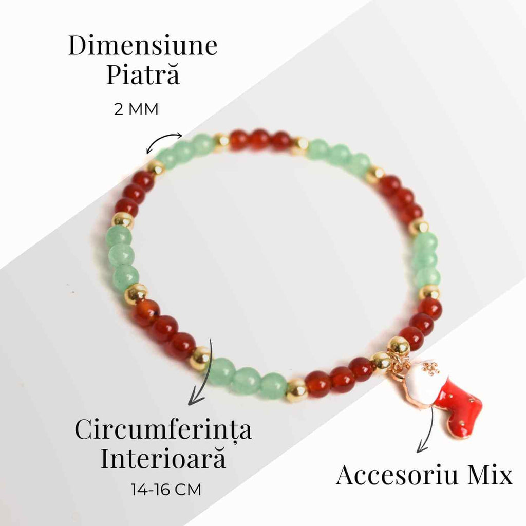 Bratara Agat rosu si aventurin verde accesoriu mix- eleganta si noroc