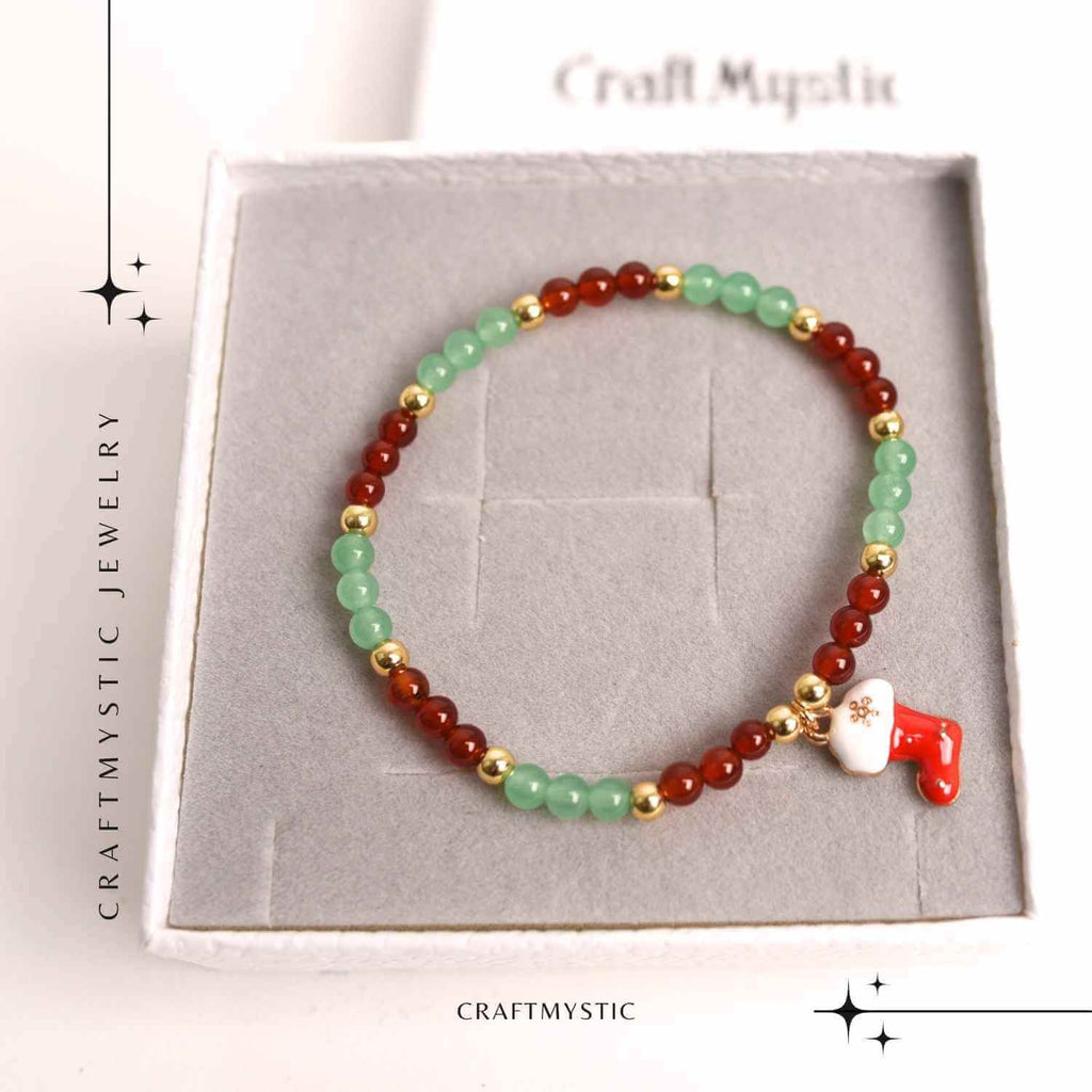 Bratara Agat rosu si aventurin verde accesoriu mix- eleganta si noroc