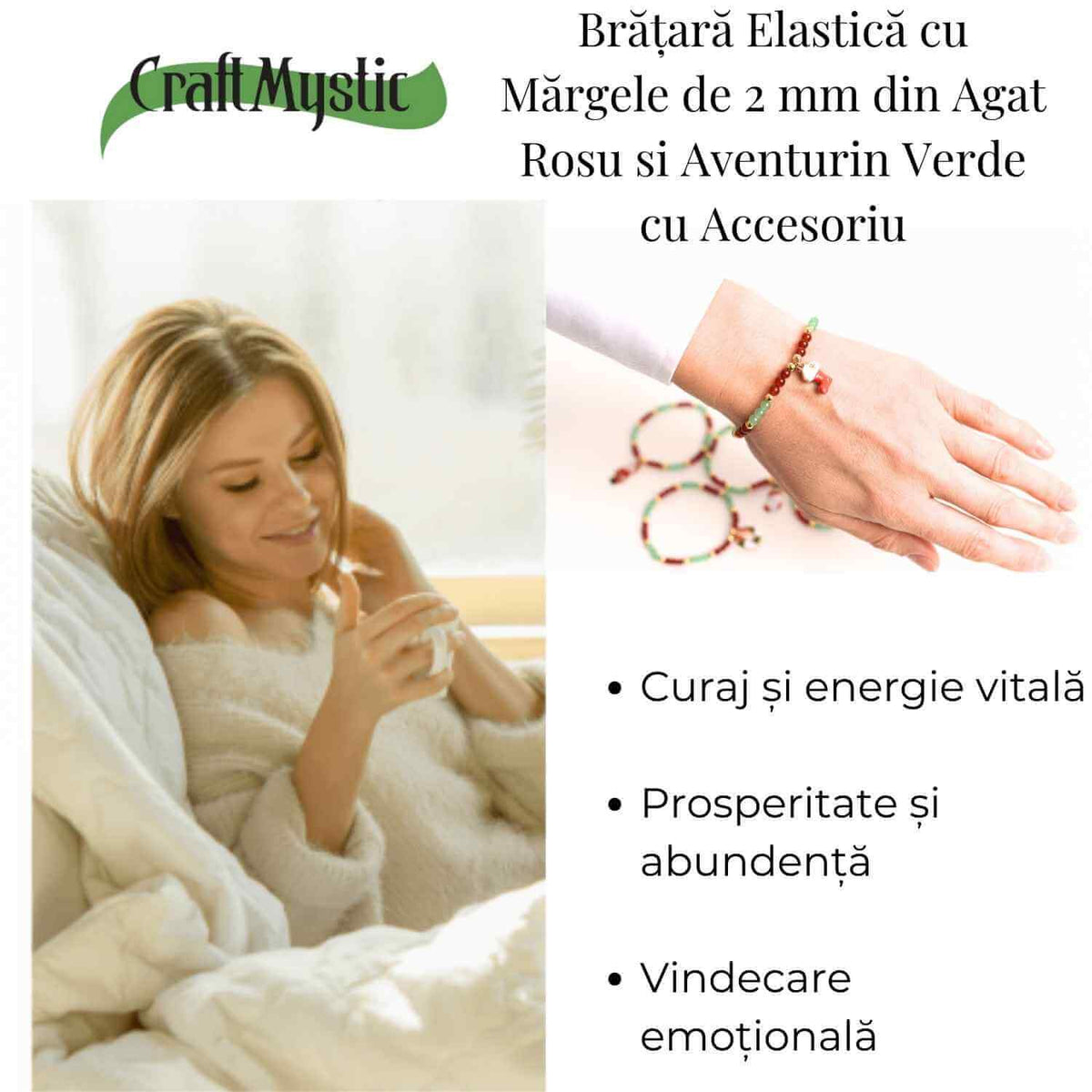 Bratara Agat rosu si aventurin verde accesoriu mix- eleganta si noroc