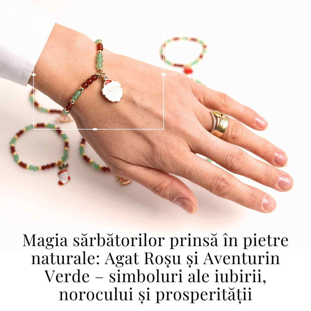 Bratara Agat Rosu si Aventurin Verde, Accesoriu Mixt – Echilibru si Noroc