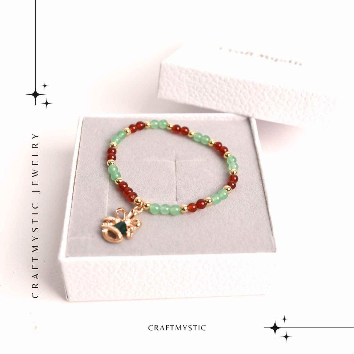 Bratara Agat Rosu si Aventurin Verde, Accesoriu Mixt – Echilibru si Noroc