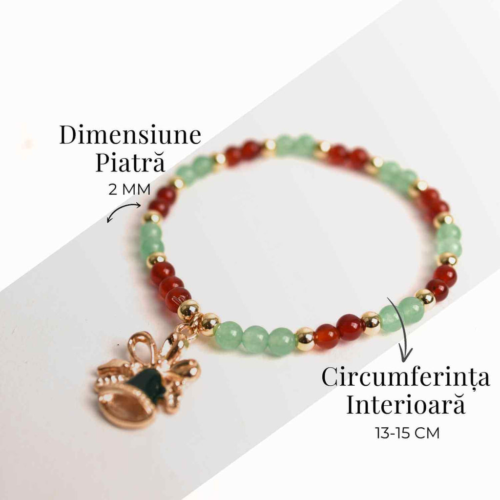 Bratara Agat Rosu si Aventurin Verde, Accesoriu Mixt – Echilibru si Noroc