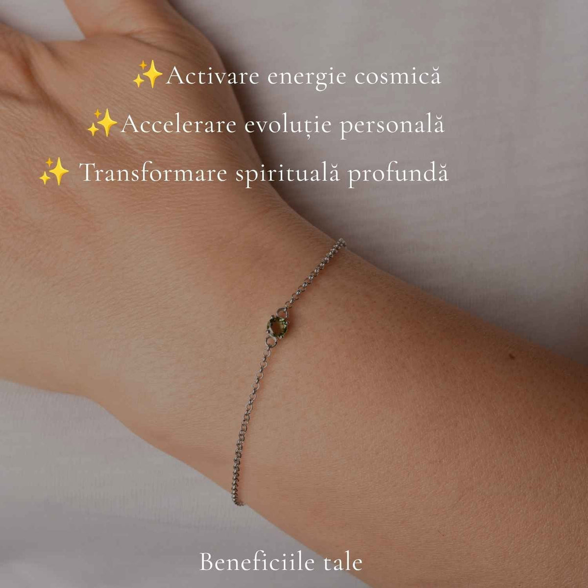 Brățară cu Moldavit, Argint 925 – CraftMystic