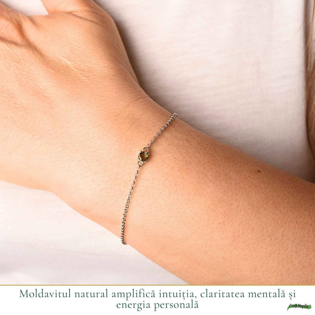 Brățară cu Moldavit, Argint 925 – CraftMystic