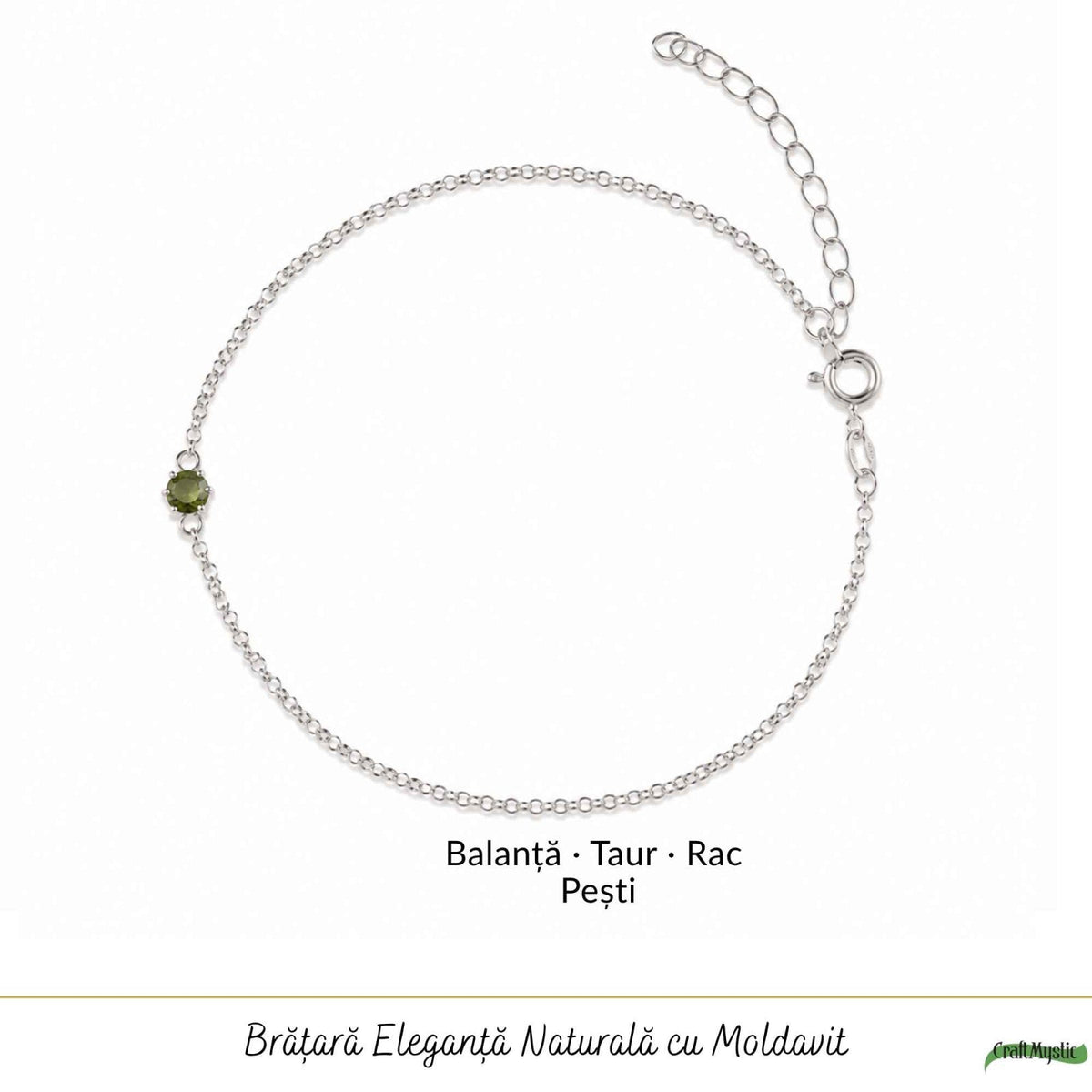 Brățară cu Moldavit, Argint 925 – CraftMystic