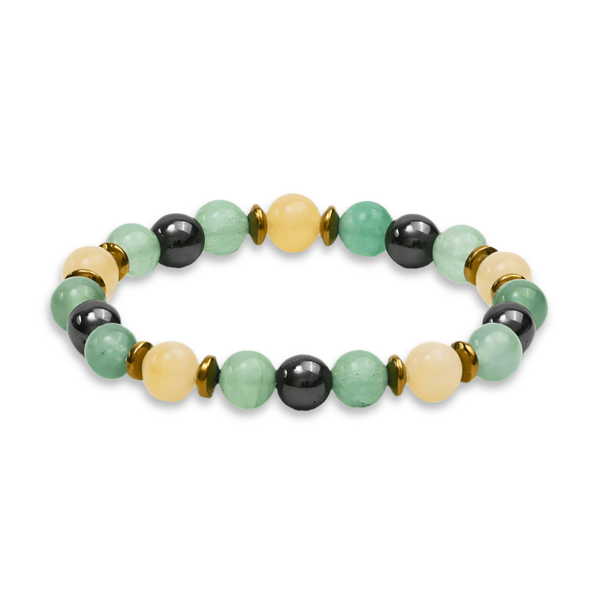 Bratara Elastica Energetizanta cu Margele 8mm din Citrin, Aventurin Verde si Hematit - Armonie si Echilibru