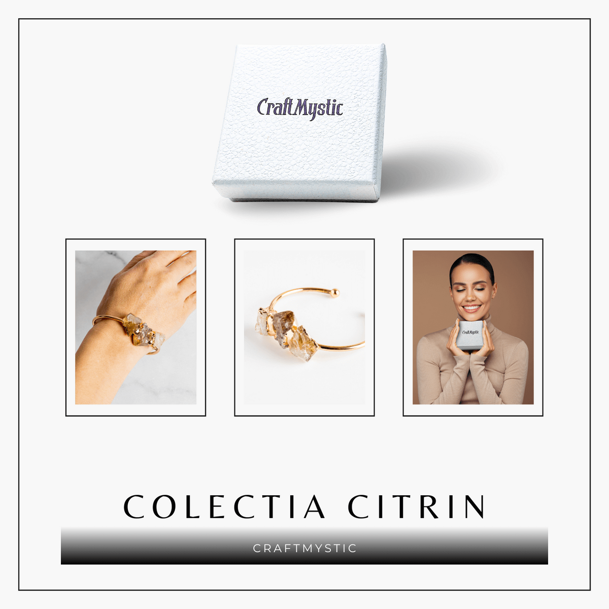Bratara Aurie cu Triplu Citrin Brut – Energie Pozitiva & Prosperitate