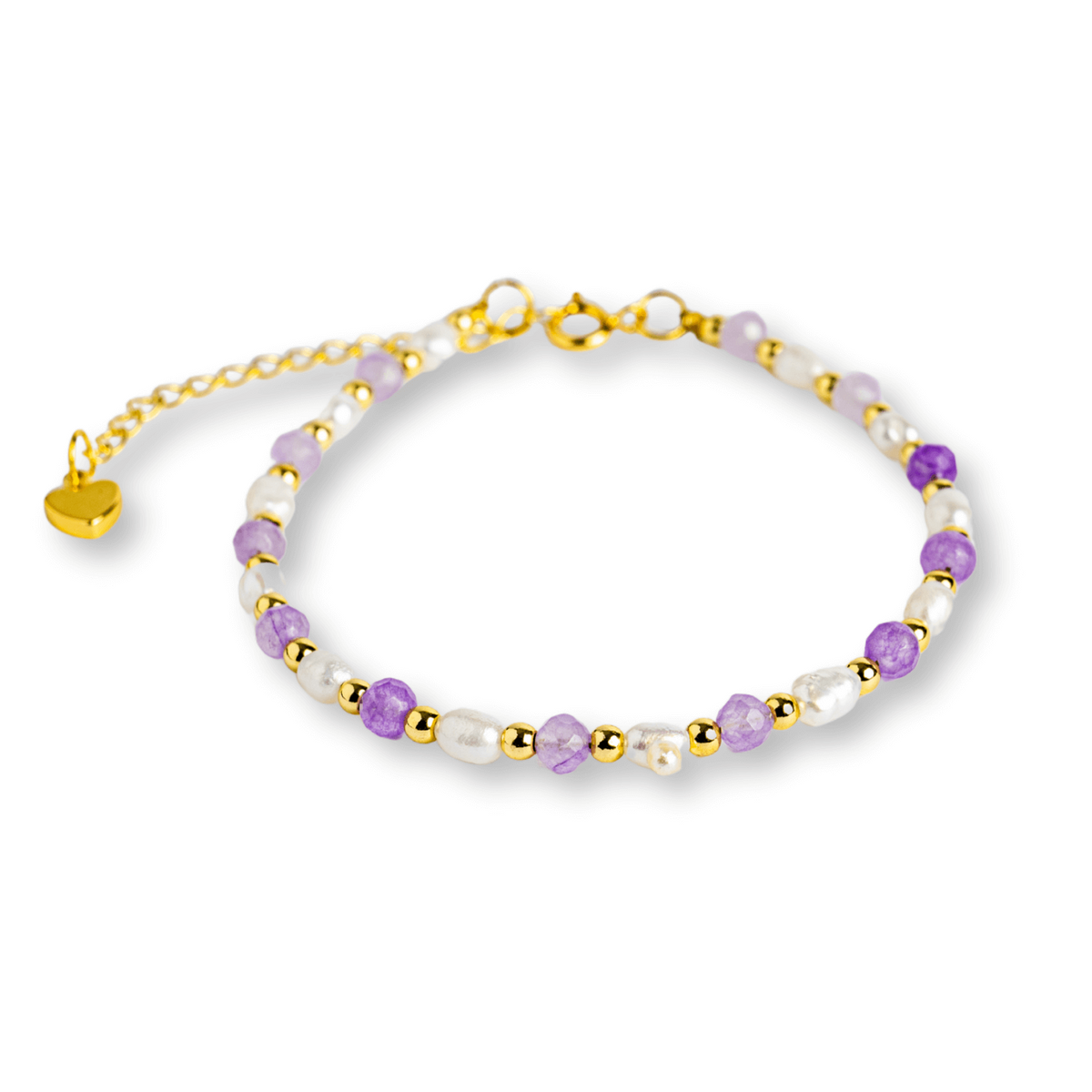 Bratara spirituala cu ametist 4mm si perle – Rafinament purtat zilnic
