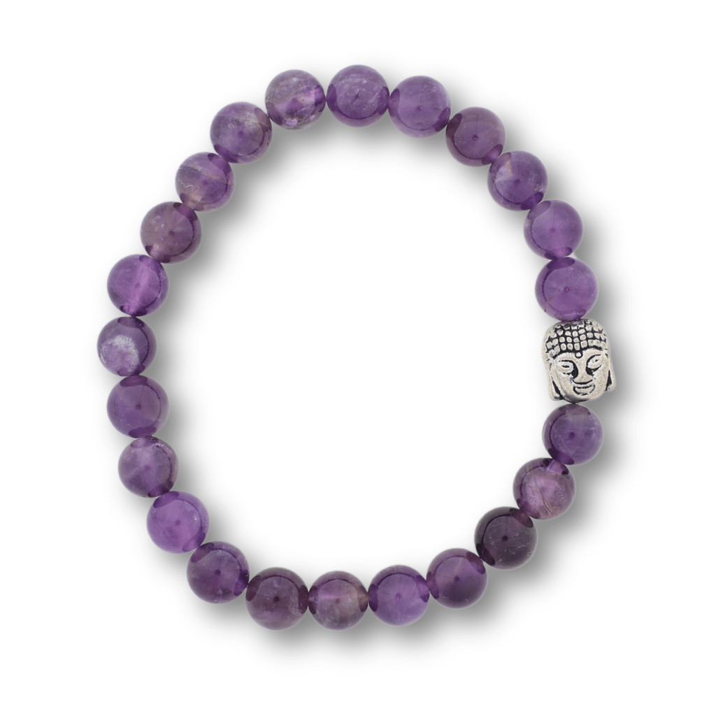 Bratara Reiki Ametist Natural 8mm cu Accesoriu Buddha