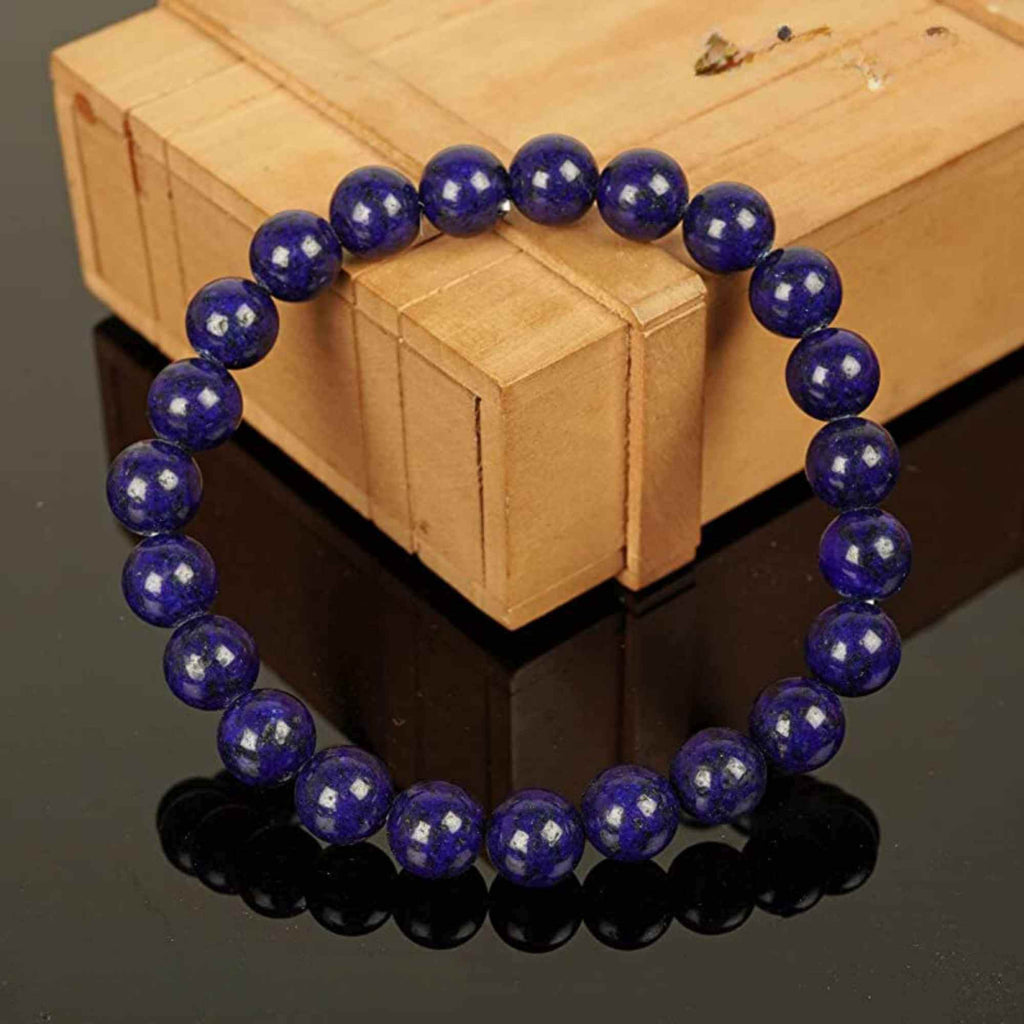 Bratara din pietre semipretioase 8mm Lapis Lazuli cu pigment culoare lucrata manual - Bratara stretch cu margele