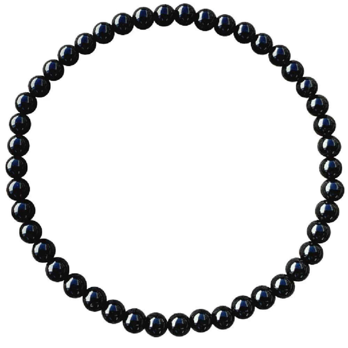 Bratara elastica cu margele de onix negru stralucitor natural de 6 mm - Adevar + Forta - Bratara unisex cu margele neagra de inalta calitate pentru barbati si femei - Dimensiune reglabila