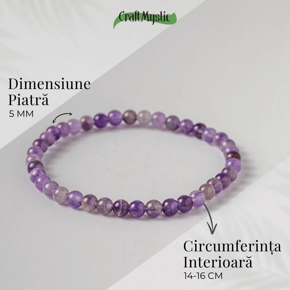 Bratara Elastica din Ametist 5mm – Claritate Mentala si Echilibru Emoțional