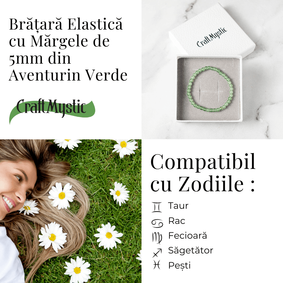 Bratara Elastica din Aventurin Verde 5mm – Noroc si Abundenta