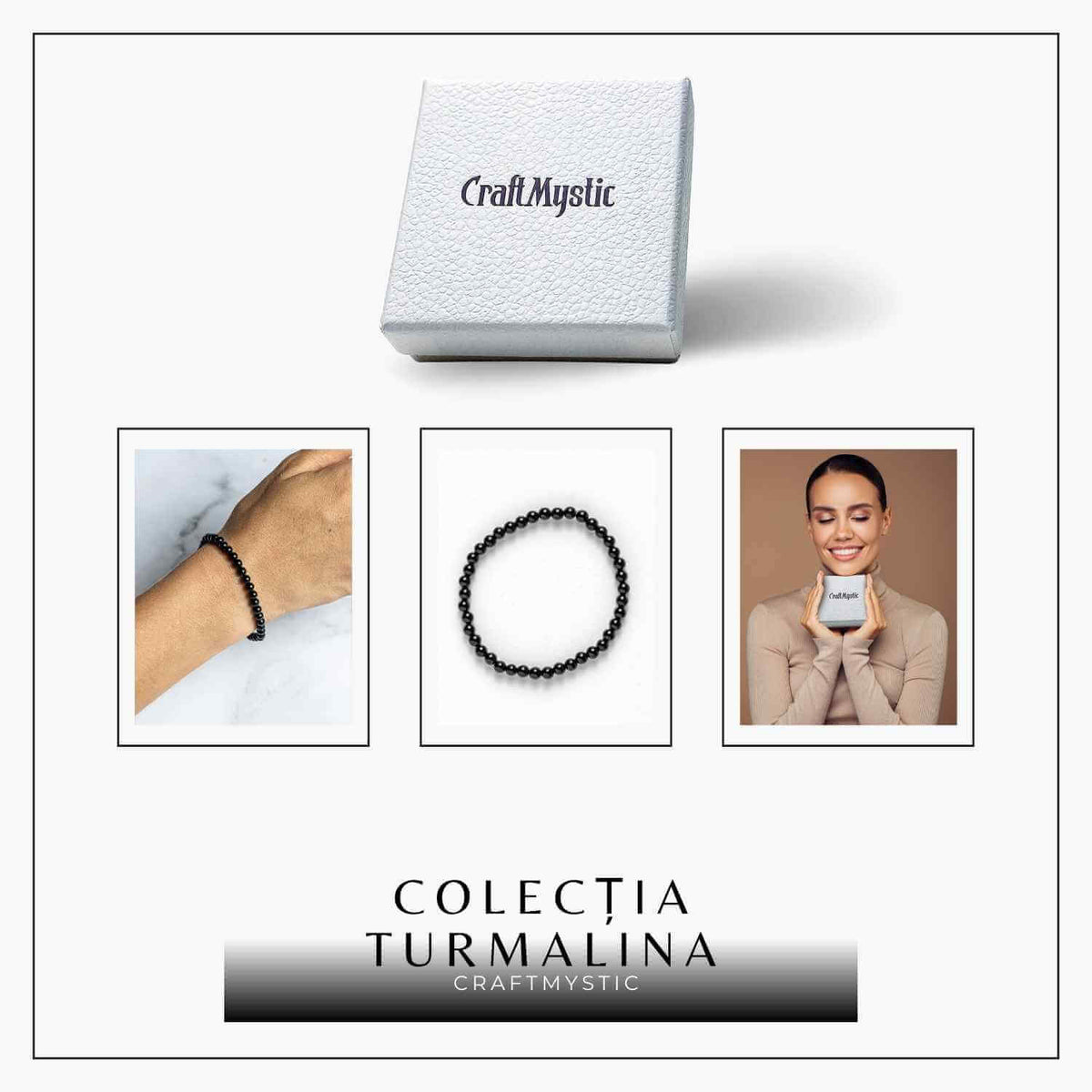 Bratara Elastica cu Margele 4mm din Turmalina Neagra – Protectie Energetica si impamantare