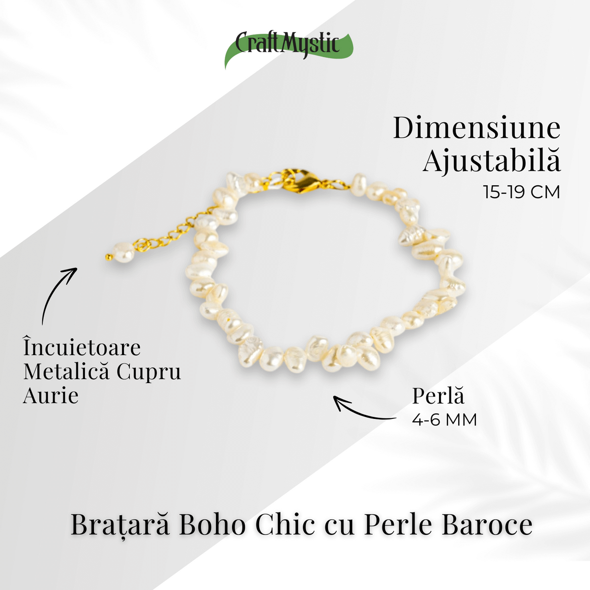 Bratara boho chic cu perle baroce – Feminitate si rafinament