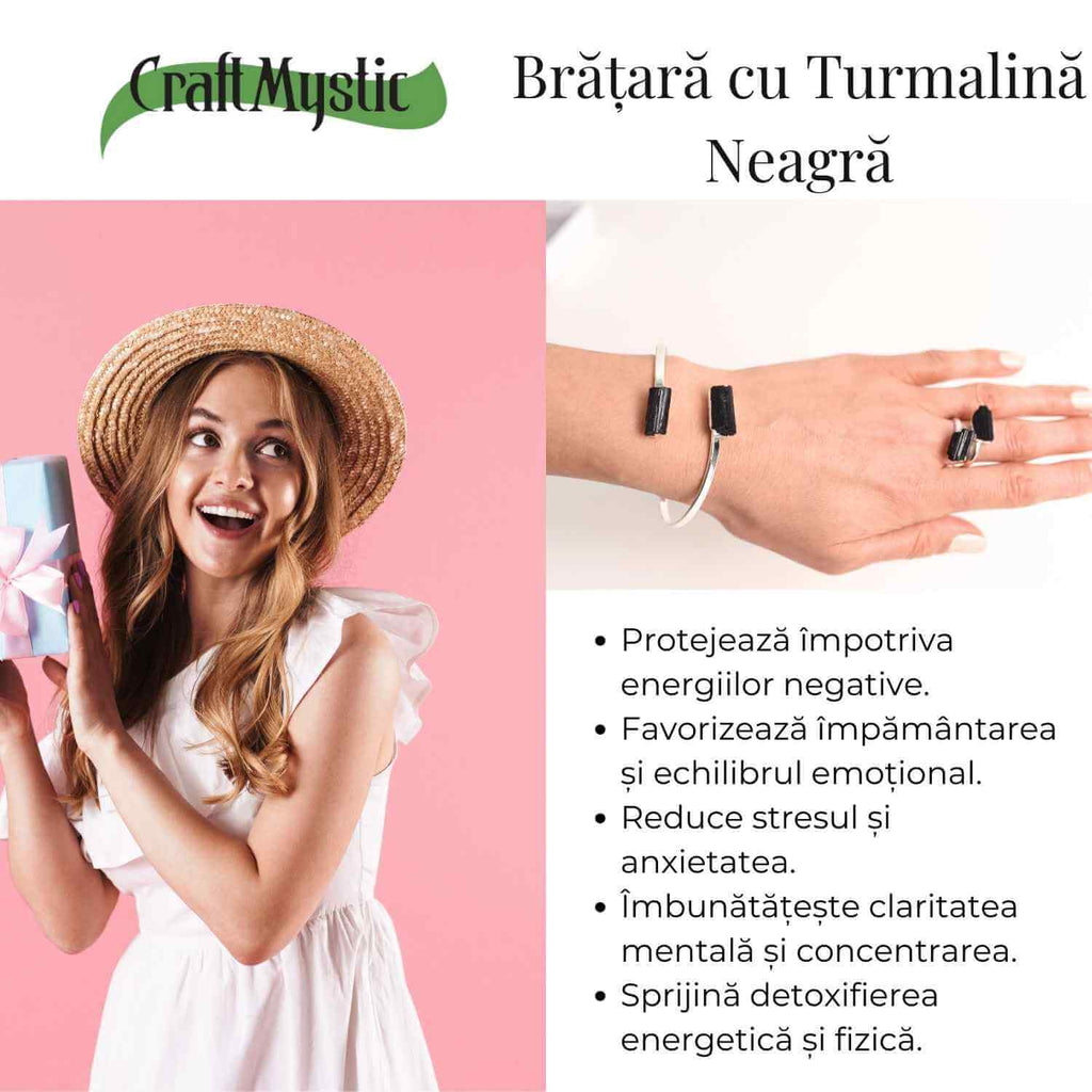 Bratara Metalica Argintie cu Dublu Turmalina, Protectie si Echilibru