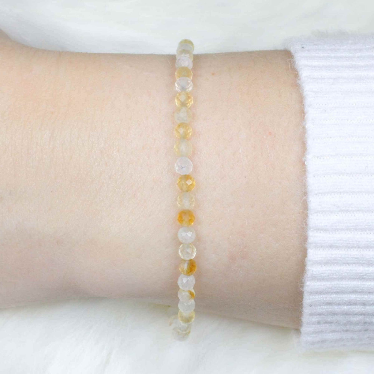 Bratara Eleganta cu Margele 3mm Citrin Fateta cu Bila Stralucitoare Pentru Incredere in sine, Revigorare