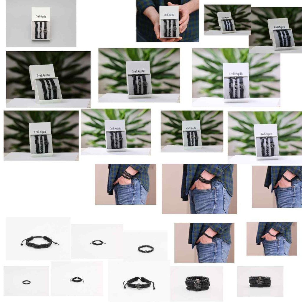 Set 3 Brățări Inedite cu Arborele Vieții si piele sintetica – Stil și Protecție pentru Orice Ocazie