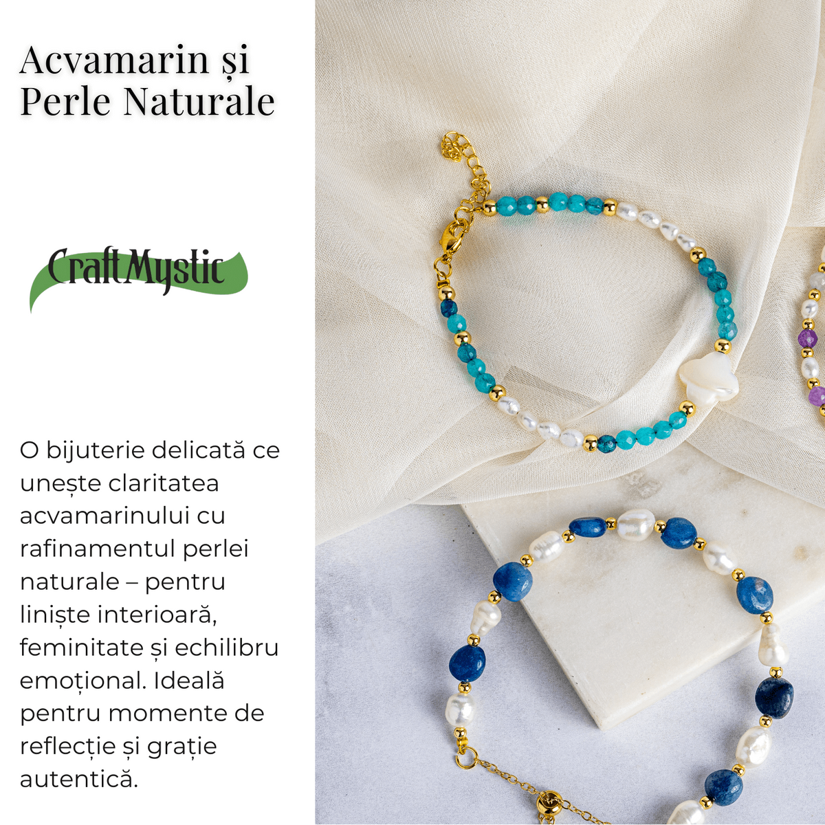 Claritate, liniste si puritate – Acvamarin si perle naturale