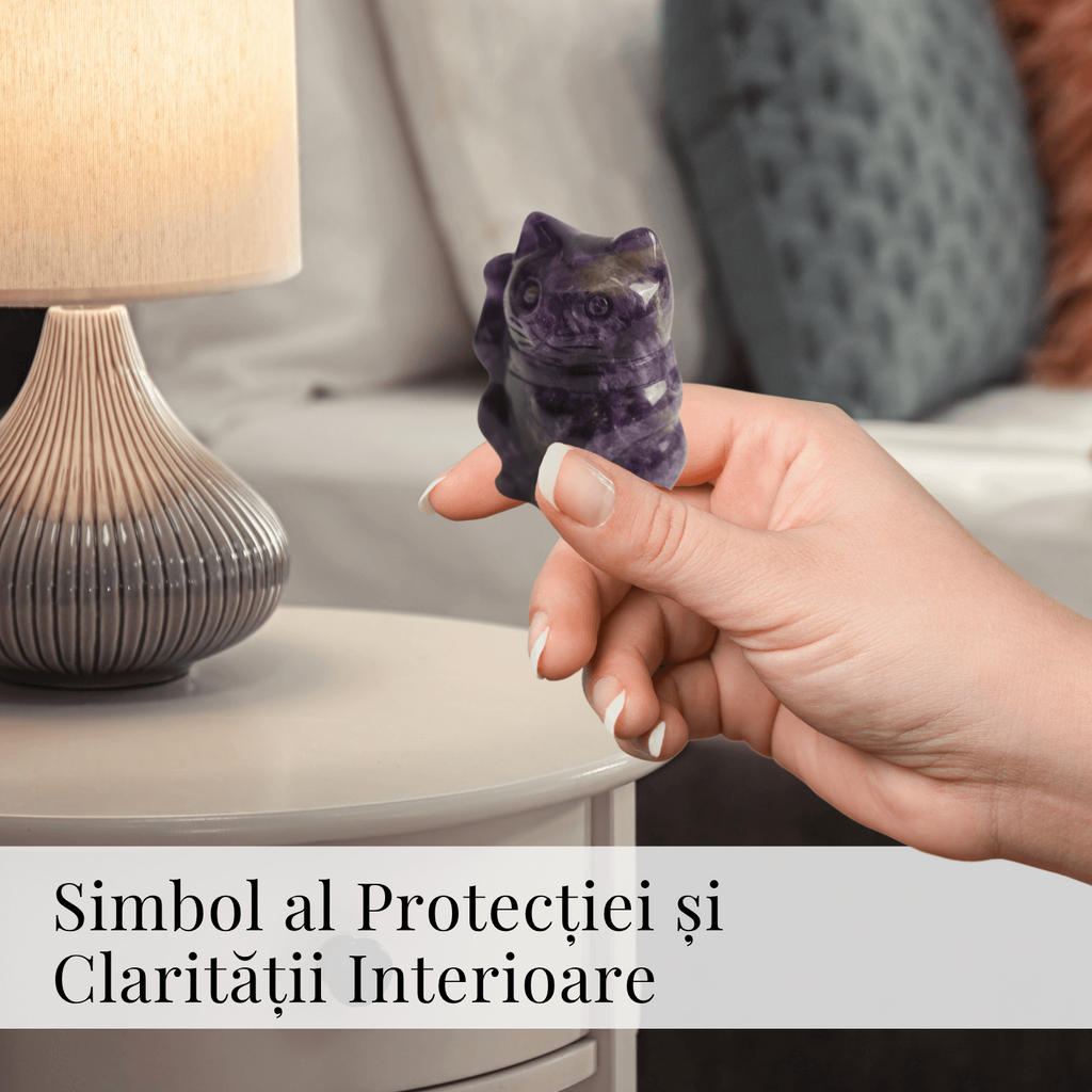 Pisicuta armoniei – Ametist pentru Intuitie si Protectie Spirituala 5 cm inaltime