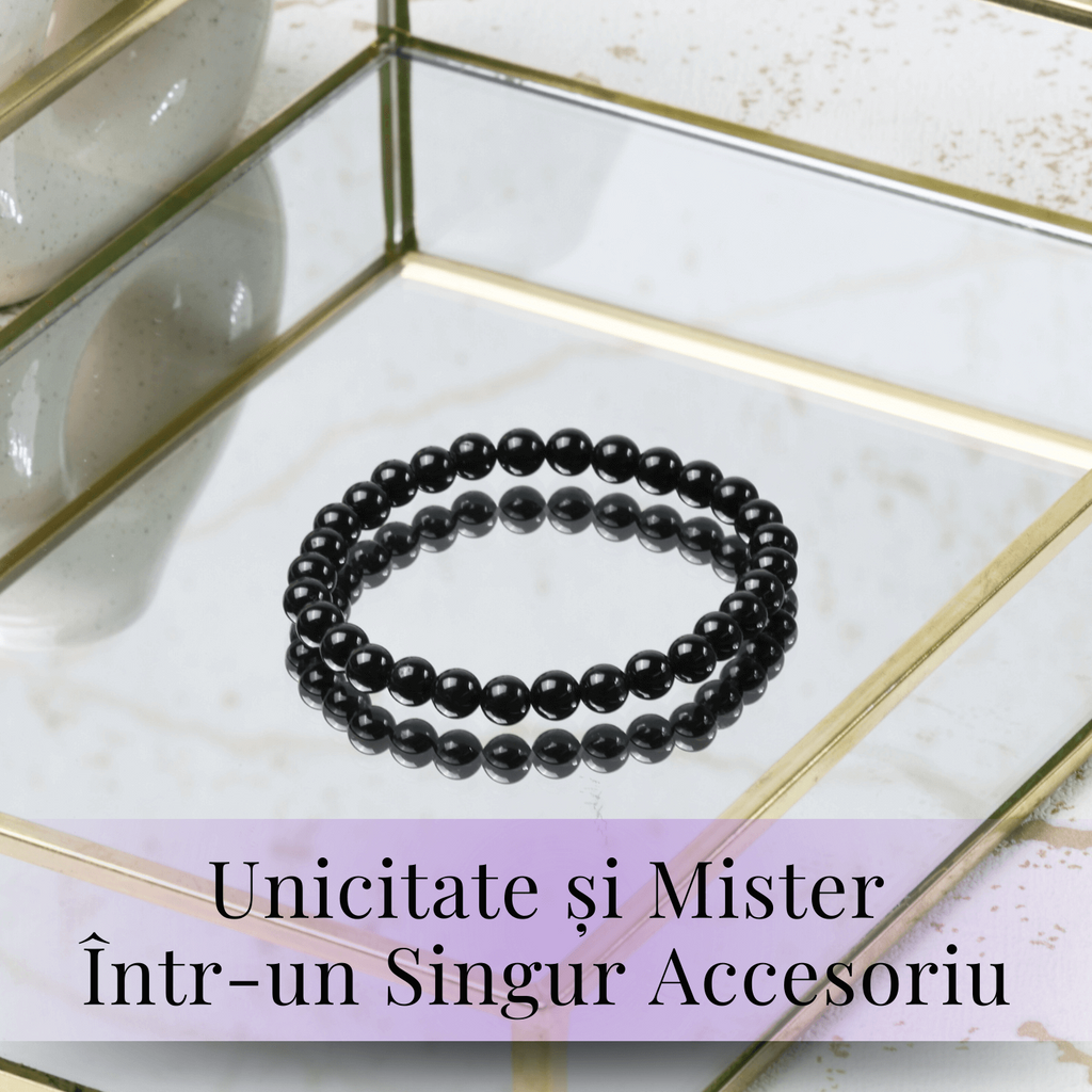 Bratara Elastica cu Margele de Turmalina Neagra de 6mm – Talisman Protector si Stilat