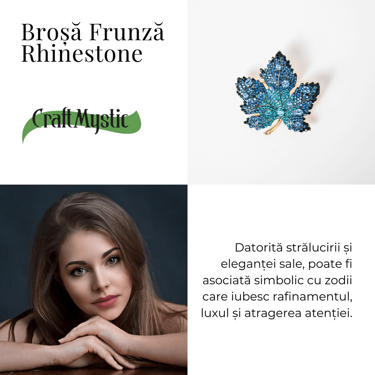 Brosa design frunza de artar cu pietre Rhinestone – Eleganta si rafinament