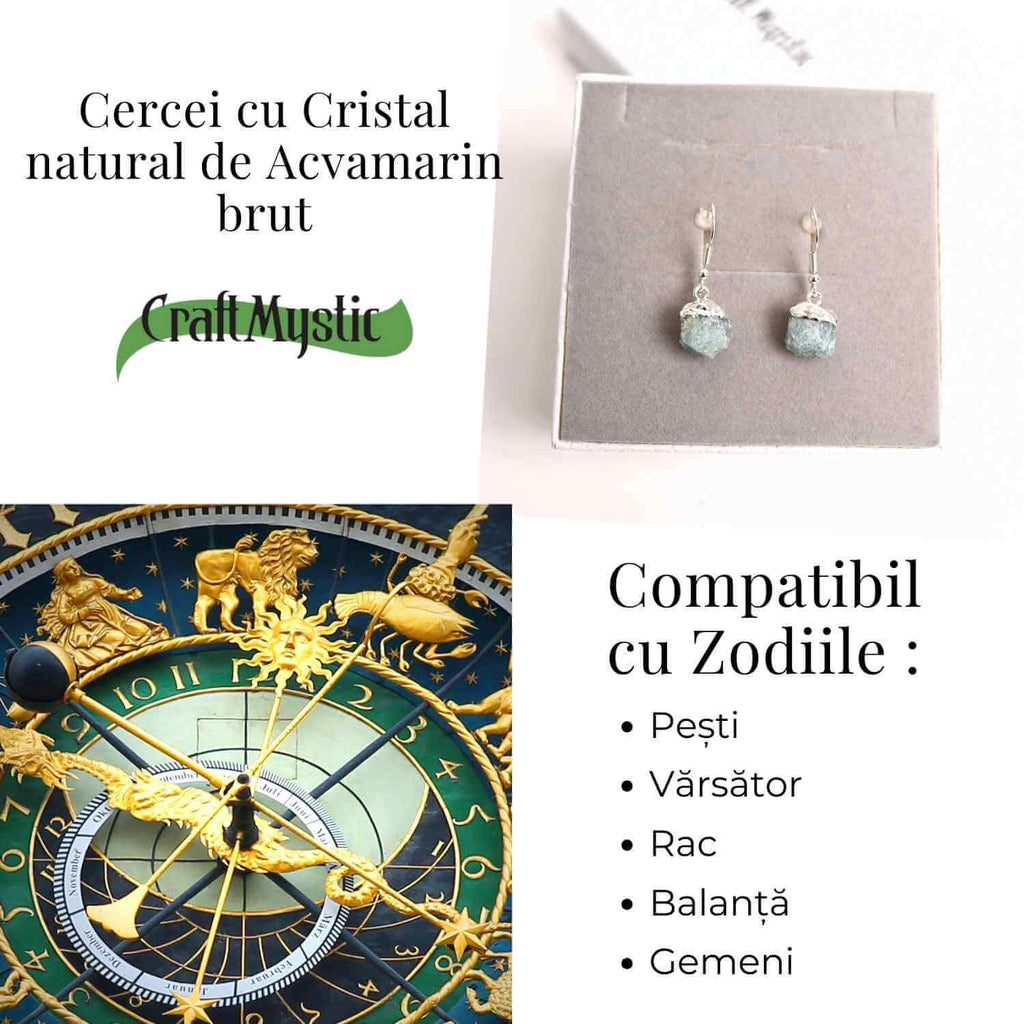 Cercei Argintii cu Acvamarin Brut, Eleganta si Calm Interior
