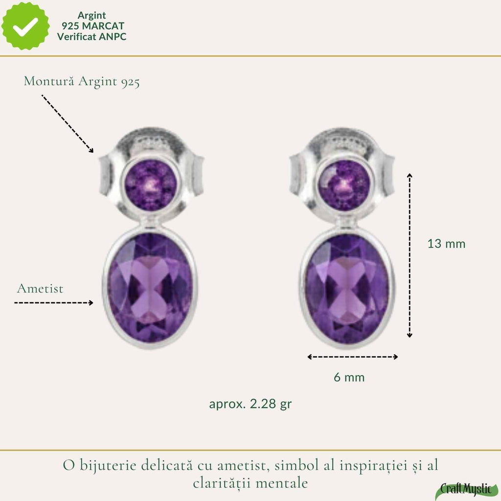Cercei cu Ametist, Argint 925 – CraftMystic