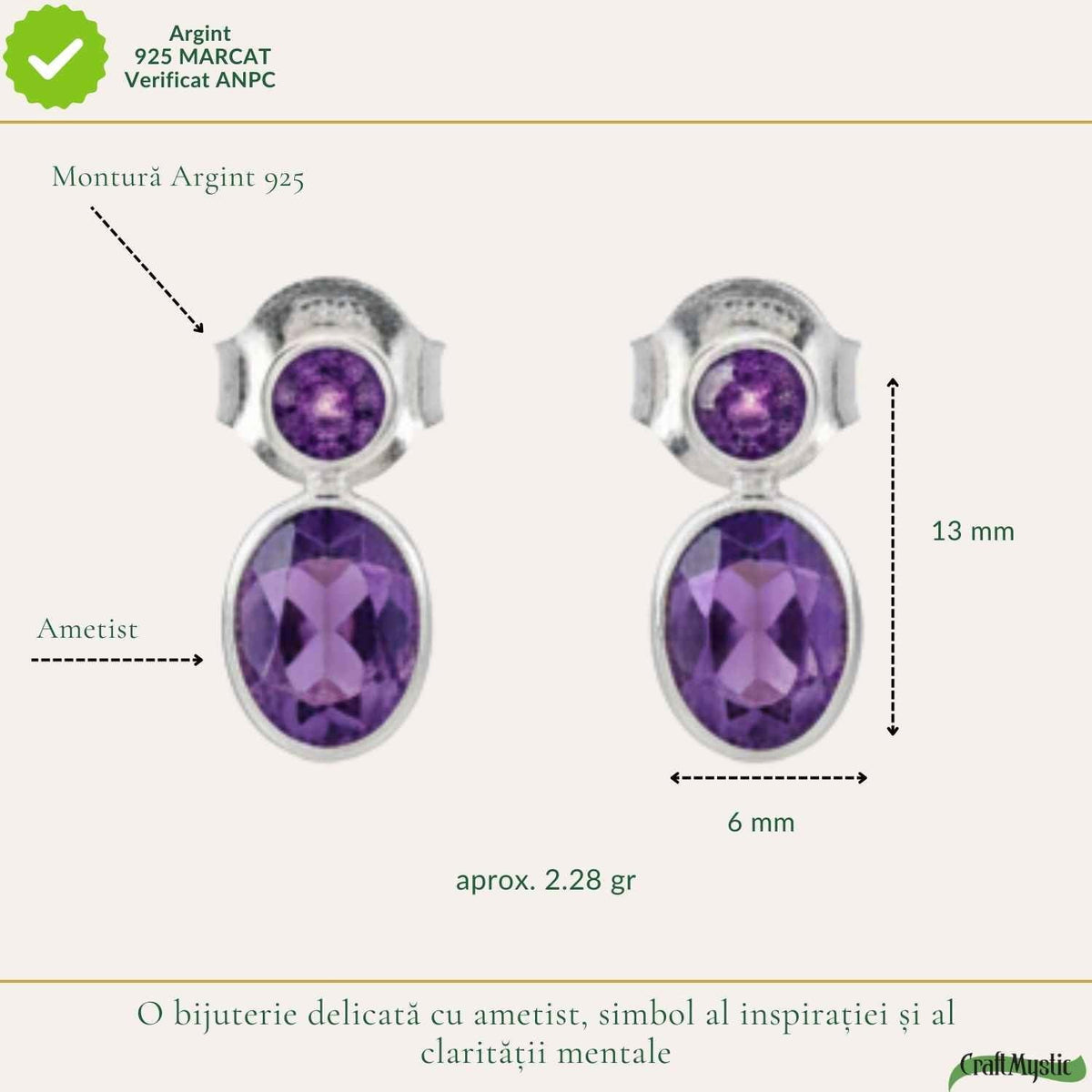 Cercei cu Ametist, Argint 925 – CraftMystic