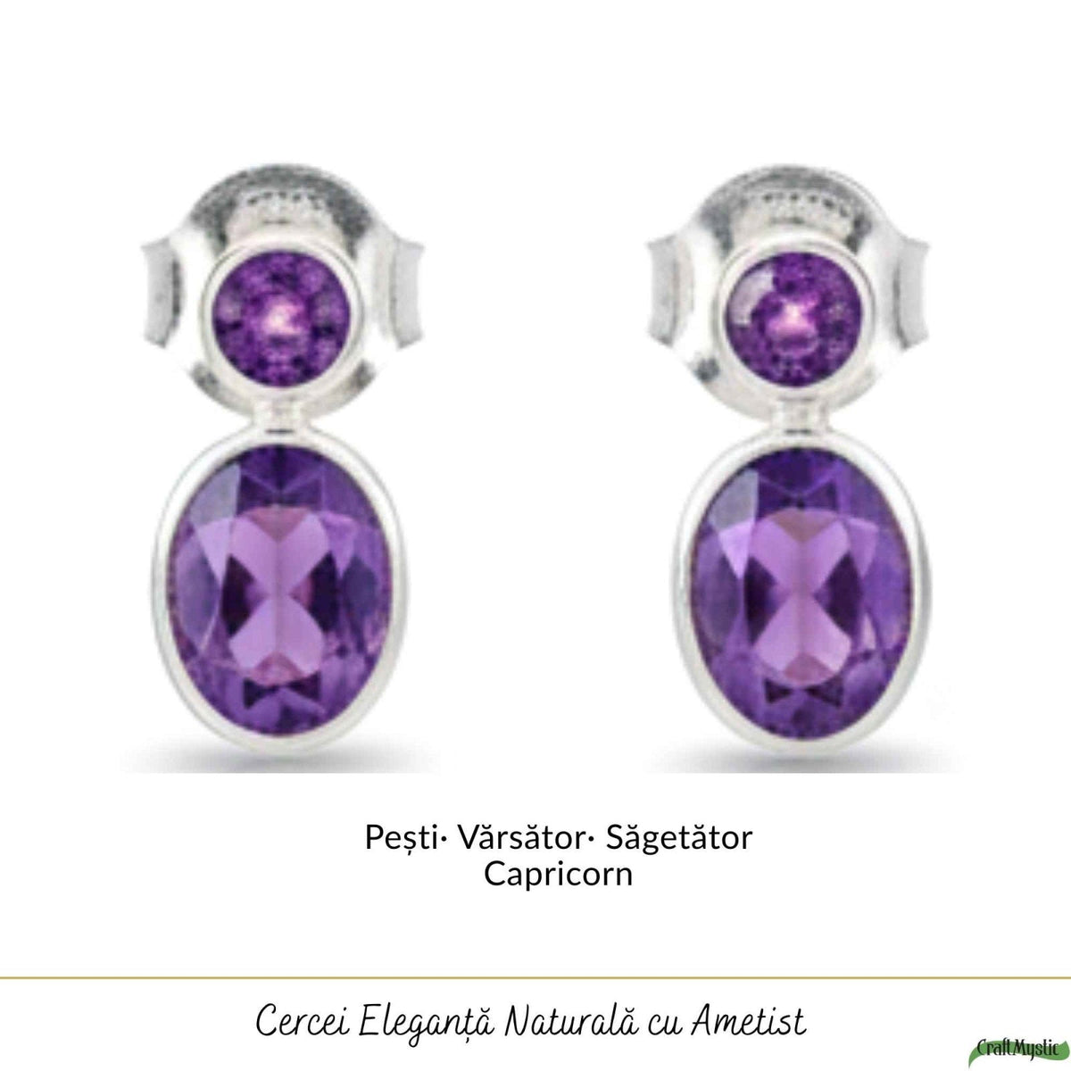 Cercei cu Ametist, Argint 925 – CraftMystic