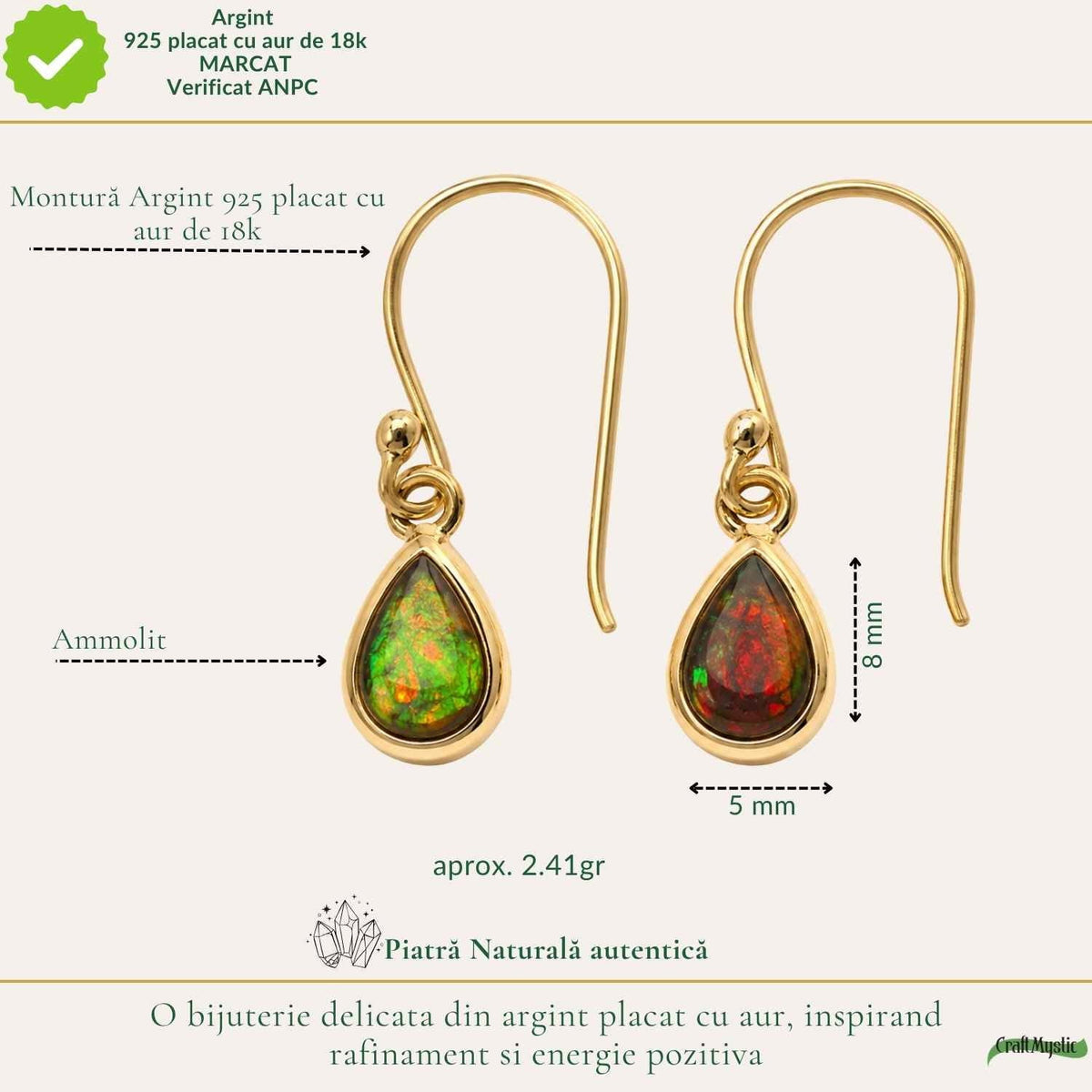 Cercei cu Amolit, Argint 925 – CraftMystic