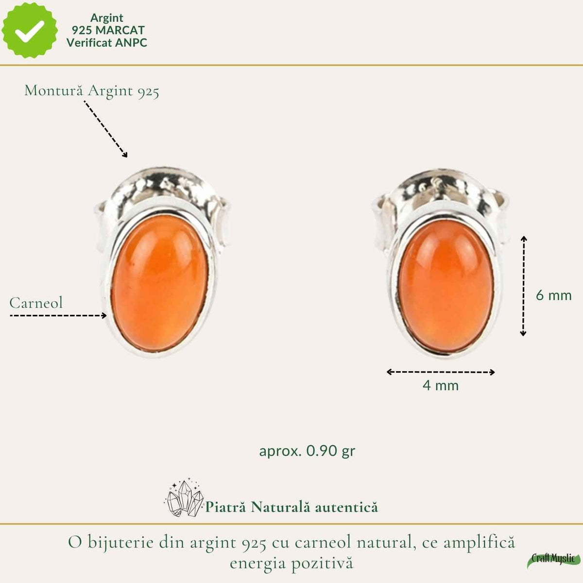 Cercei cu Carneol, Argint 925 – CraftMystic