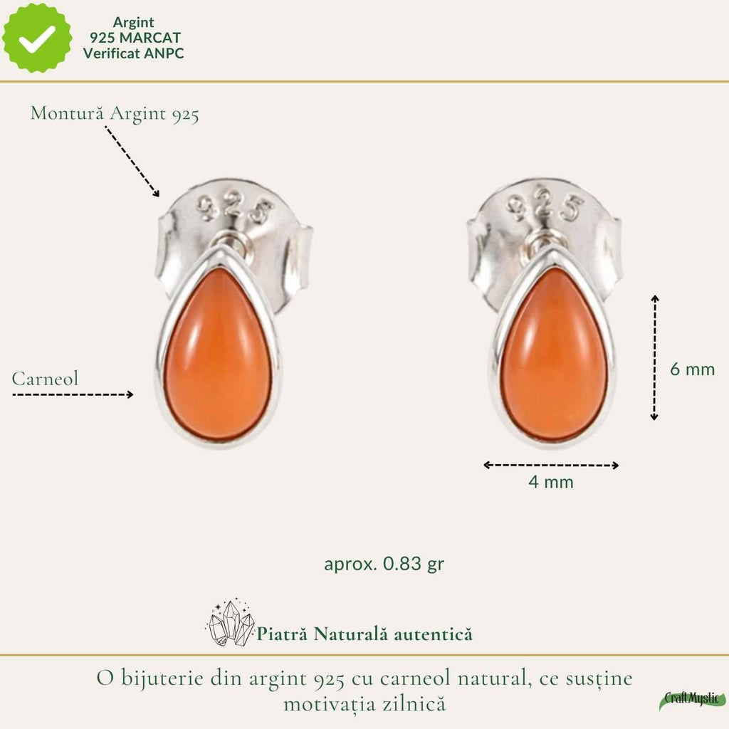 Cercei cu Carneol, Argint 925 – CraftMystic