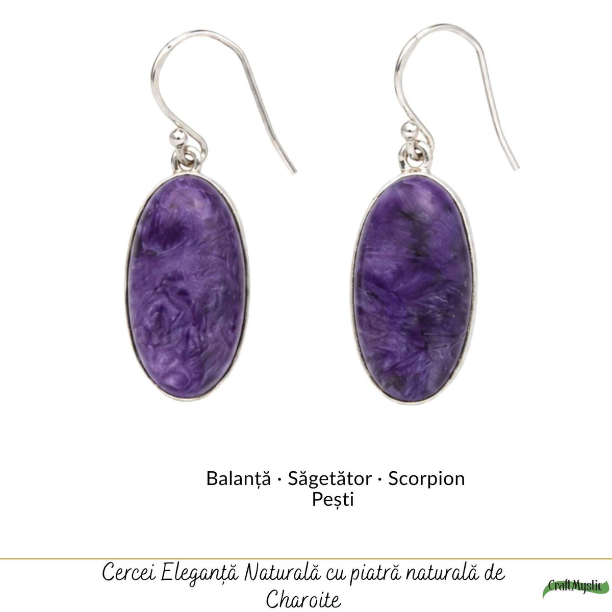Cercei cu Charoit, Argint 925 – CraftMystic