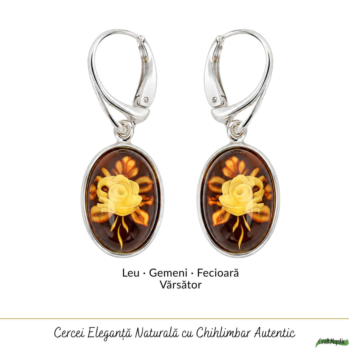 Cercei cu Chihlimbar, Argint 925 – CraftMystic