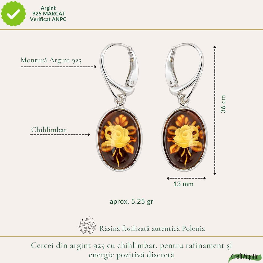Cercei cu Chihlimbar, Argint 925 – CraftMystic