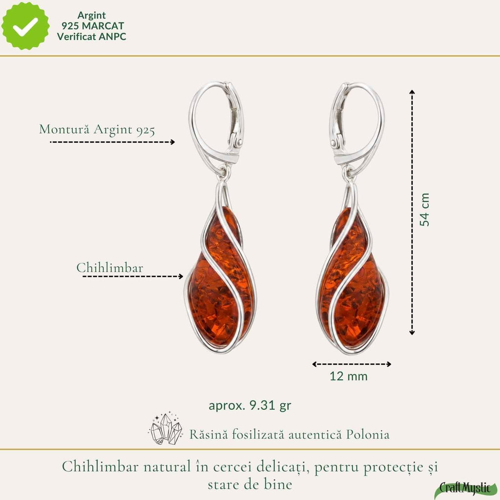 Cercei cu Chihlimbar, Argint 925 – CraftMystic