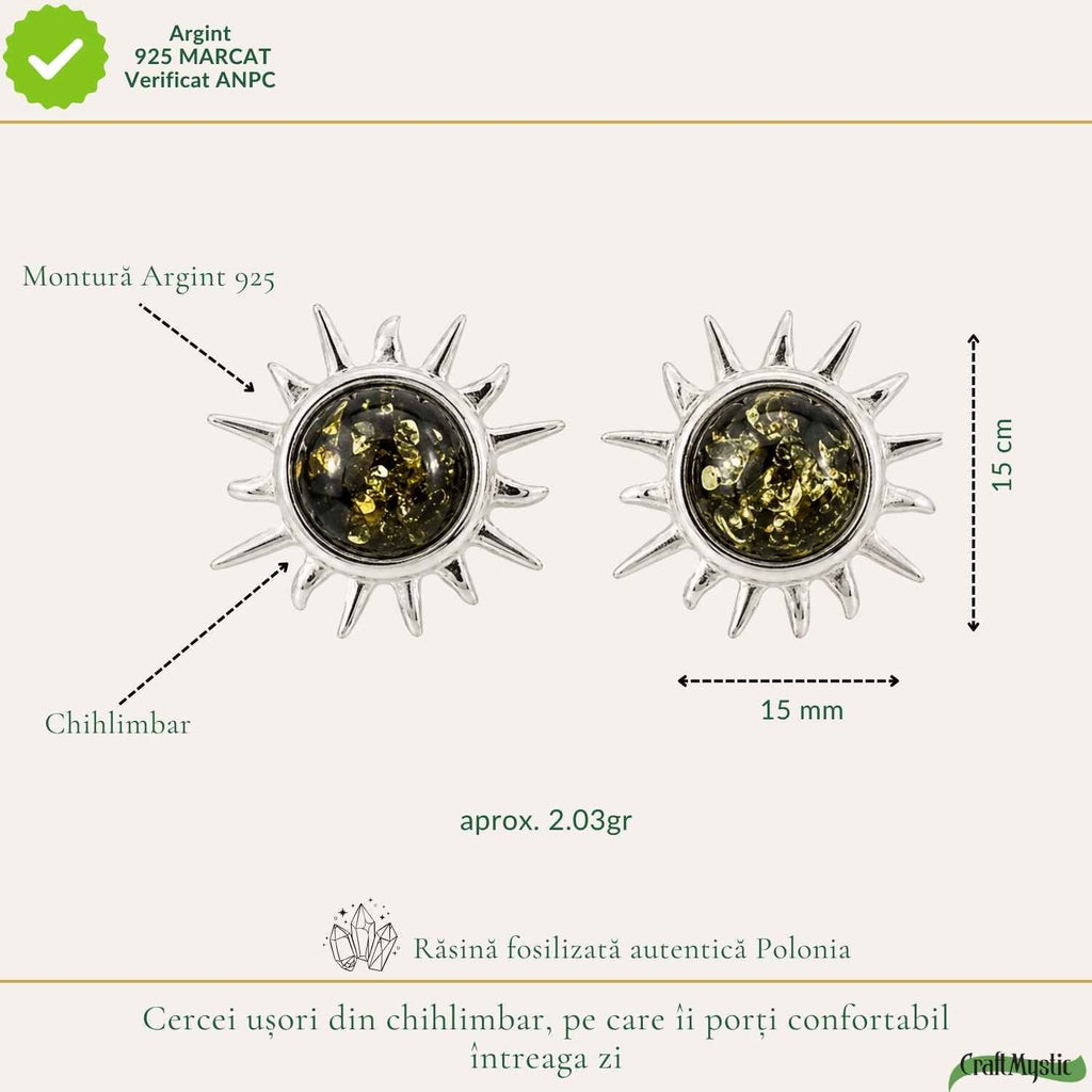 Cercei cu Chihlimbar, Argint 925 – CraftMystic