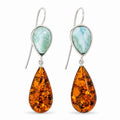 Cercei cu Chihlimbar și Larimar, Argint 925 – CraftMystic