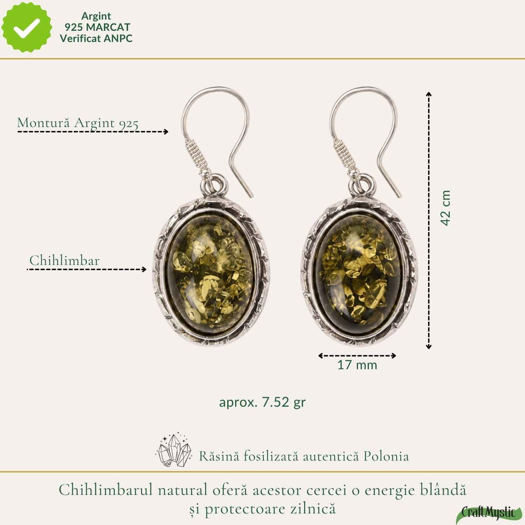 Cercei cu Chihlimbar, Argint 925 – CraftMystic