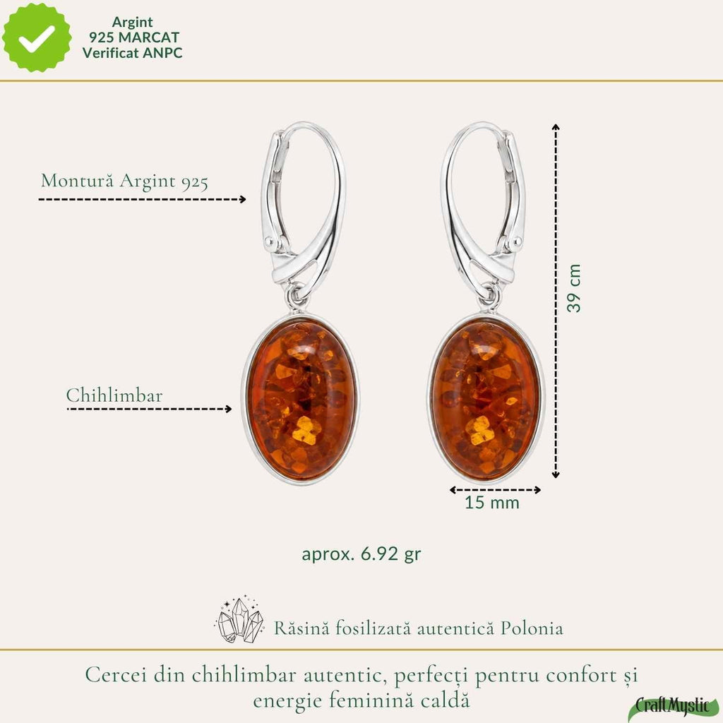 Cercei cu Chihlimbar, Argint 925 – CraftMystic