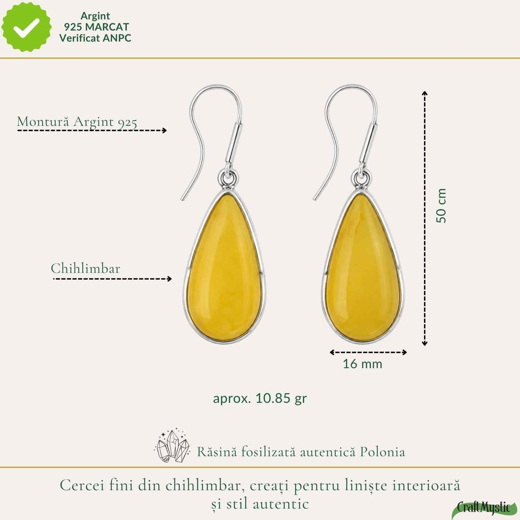 Cercei cu Chihlimbar, Argint 925 – CraftMystic